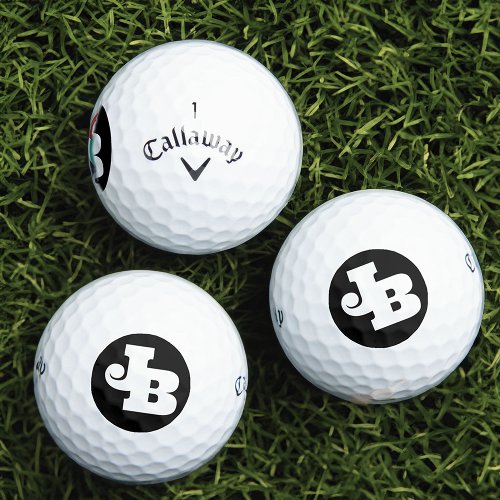 Modern Monogram Black and White Bold Initials  Golf Balls