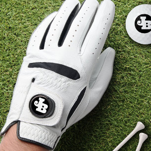 Modern Monogram Black and White Bold Initials  Golf Glove