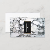 Modern Monogram, Black and White Marble, Stone Business Card (Front/Back)