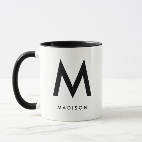 Modern Monogram  Black and White Mug