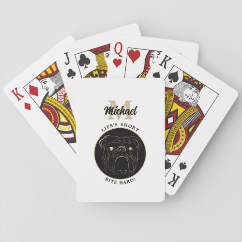 Modern Monogram Black and White Poker Cards