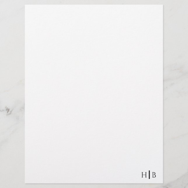 Modern Monogram Black and White Stationery (Front)