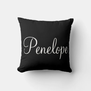 Modern Monogram Black and White Throw Pillow