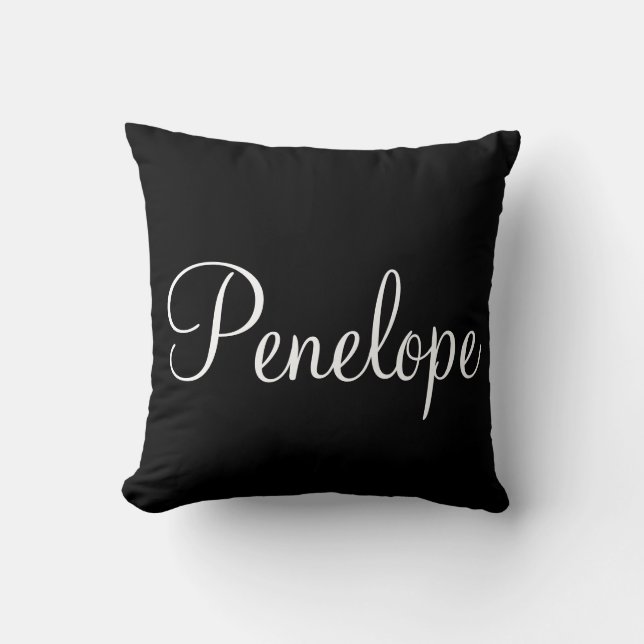 Modern Monogram Black and White Throw Pillow (Front)