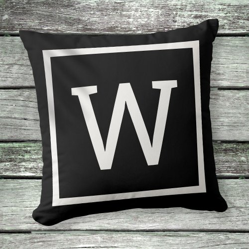 Modern Monogram Black and White Throw Pillow