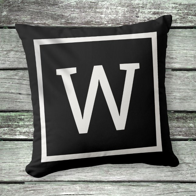 Modern Monogram Black and White Throw Pillow (Modern Monogram Black and White Throw Pillow)