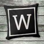 Modern Monogram Black and White Throw Pillow<br><div class="desc">A chic stylish modern graphic border design to complete the decor of any room in your home. Personalize with your monogram initial. Customize the color to match your decor. Designed by Thisisnotme©</div>