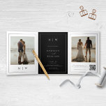 Modern Monogram Black and White Wedding Tri-Fold Program<br><div class="desc">Modern Monogram Black and White Wedding Invitation</div>