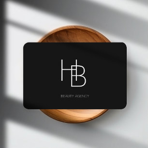 Modern, monogram, black business card