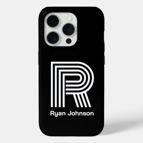 Modern Monogram Black  iPhone 15 Pro Case