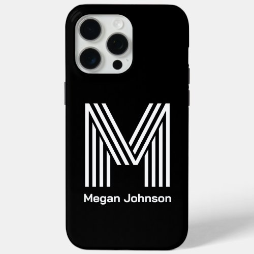 Modern Monogram Black iPhone 15 Pro Max Case