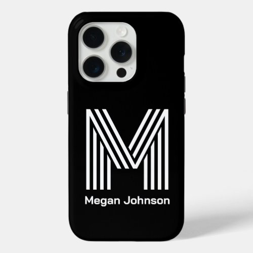 Modern Monogram Black iPhone 15 Pro Case