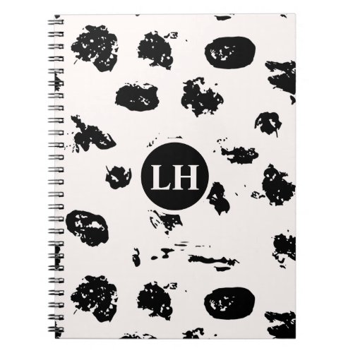 Modern Monogram Black  Cream Brushed Dots Notebook