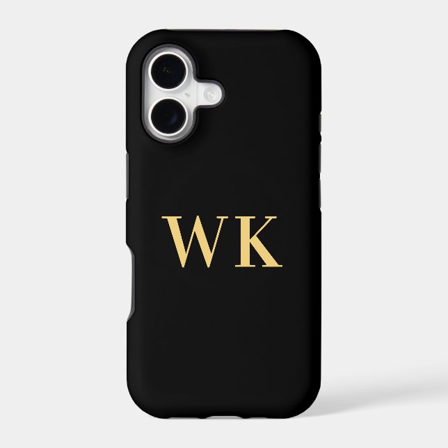 Modern Monogram Black Gold Iphone Case (Back)