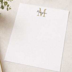Modern Monogram Black Gold Letterhead