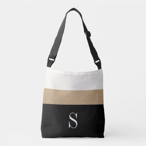 Modern Monogram Black Gold Stripe Crossbody Bag