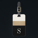 Modern Monogram Black Gold Stripe Luggage Tag<br><div class="desc">Modern and chic,  this luggage features classic black,  white and gold stripes and a customizable monogram. Add you name and address to the back for a truly personalized luggage tag.</div>
