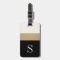 Modern Monogram Black Gold Stripe Luggage Tag