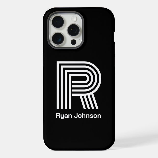 Modern Monogram Black  Iphone Case (Back)