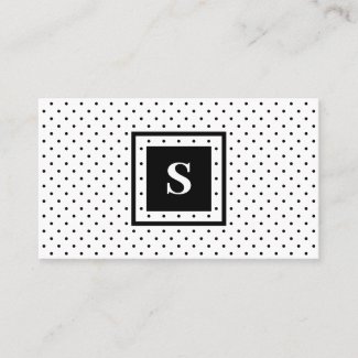Modern Monogram Black on White Polka Dot Pattern Business Card