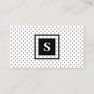 Modern Monogram Black on White Polka Dot Pattern Business Card