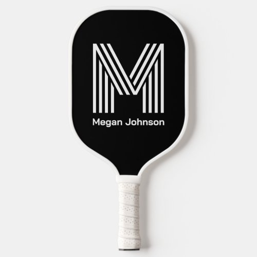 Modern Monogram Black Pickleball Paddle