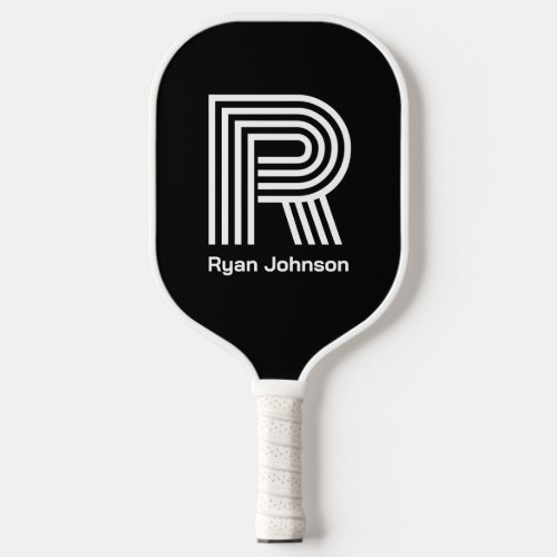 Modern Monogram Black Pickleball Paddle