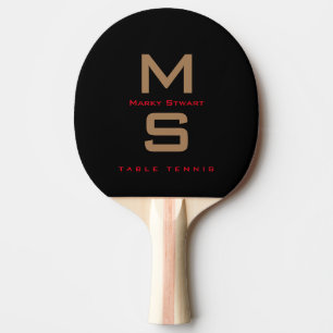 Modern Monogram Black Ping Pong Paddle