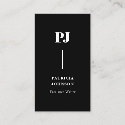 Modern Monogram Black Professional Business Card