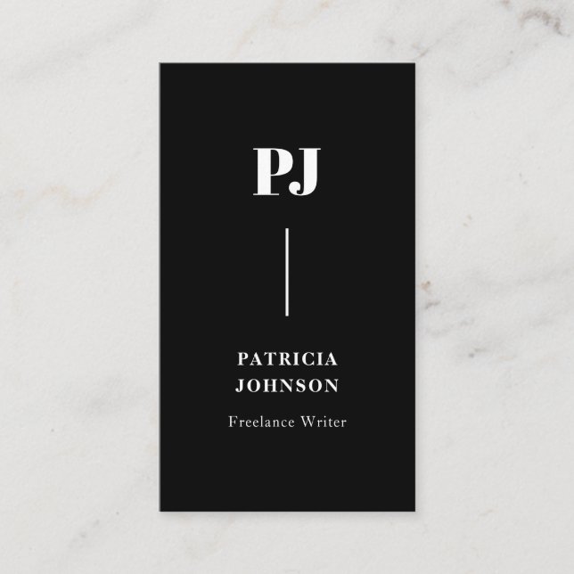 Modern Monogram Black Professional Business Card (Front)