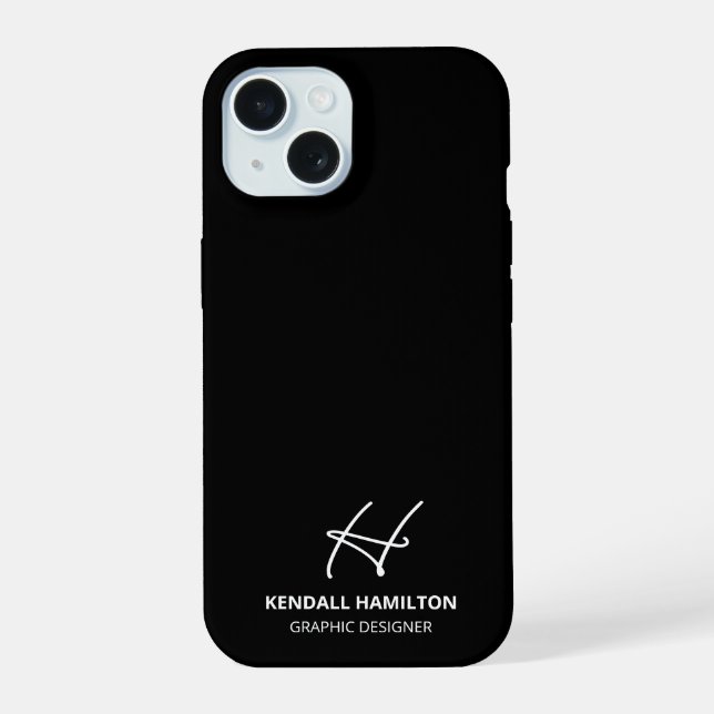 Modern Monogram Black Professional Chic Iphone Case (Back)