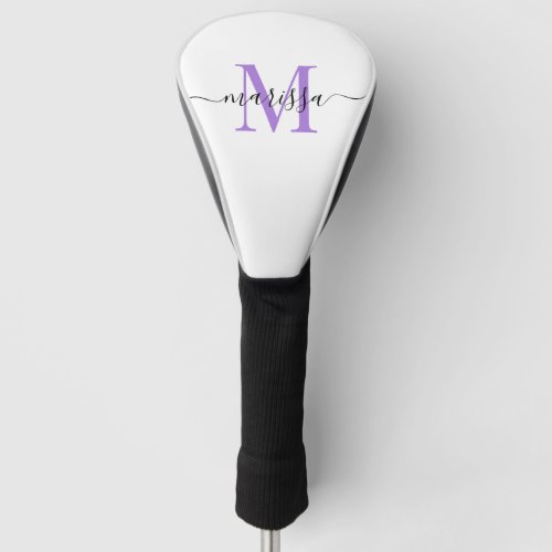Modern Monogram Black Purple Golf Head Cover