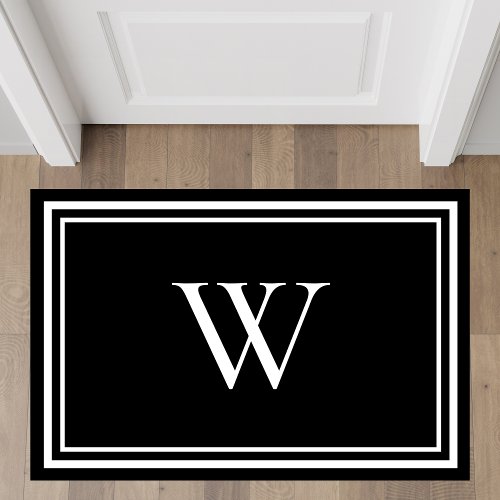 Modern Monogram Black Rug