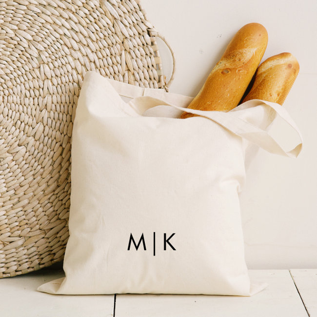 Modern Monogram | Black Text Tote Bag