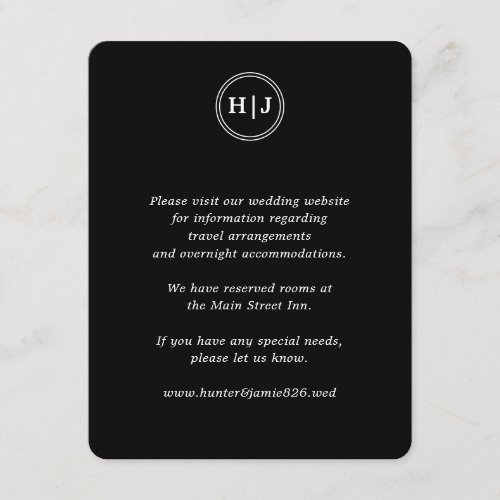 Modern Monogram Black Wedding Enclosure Card