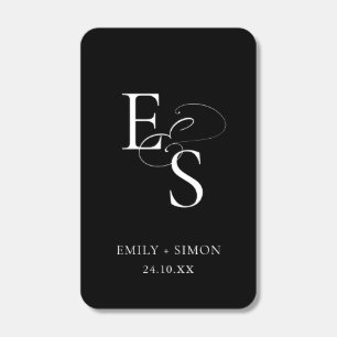 Modern Monogram Black Wedding Matches Favor