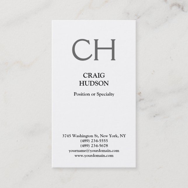 Modern Monogram Black & White Business Card (Front)
