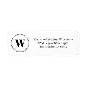 Modern monogram black white circle couple elegant label