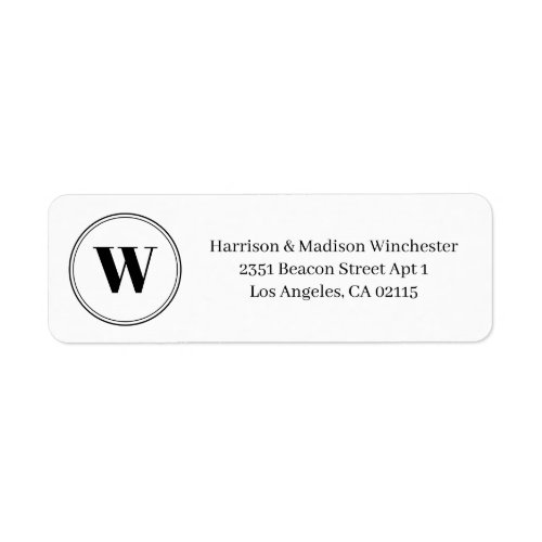 Modern monogram black white circle couple elegant label