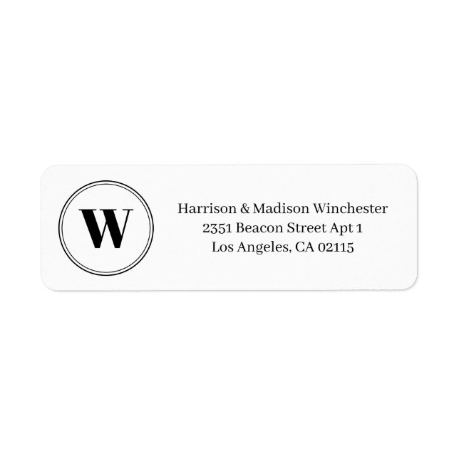 Modern monogram black white circle couple elegant label (Front)