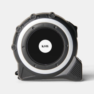 Modern monogram black white circle personalized tape measure