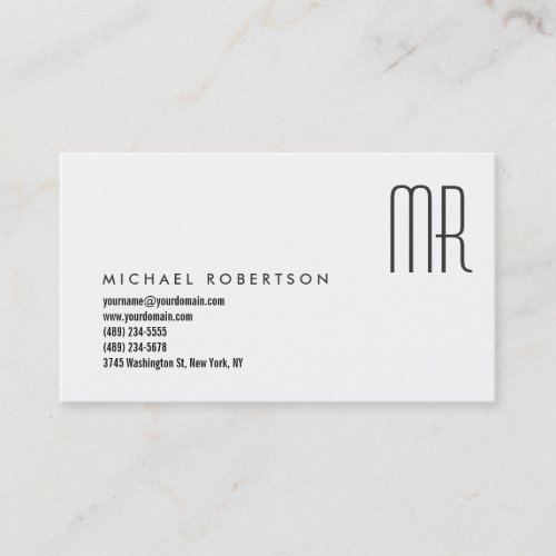 Modern Monogram Black White Clean Business Card