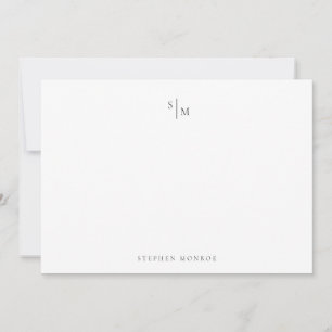Modern Monogram Black White Correspondence Note Card