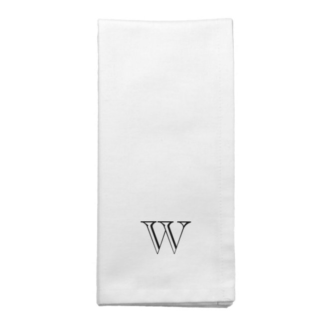 Modern monogram black white custom initial classic cloth napkin (Folded)