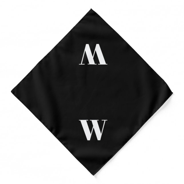 Modern monogram black white custom initial letter  bandana (Front)