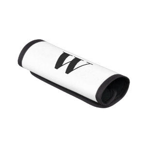 Modern monogram black white custom initial letter luggage handle wrap