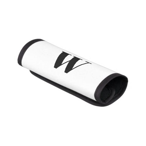 Modern monogram black white custom initial letter luggage handle wrap