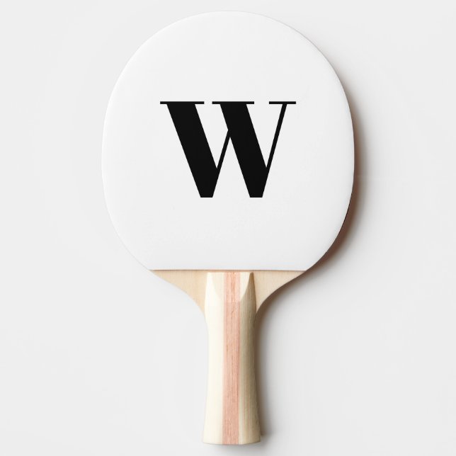Modern monogram black white custom initial letter ping pong paddle (Front)