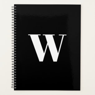 Modern monogram black white custom initial letter planner