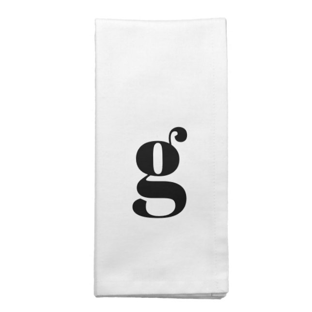 Modern monogram black white custom serif initial  cloth napkin (Folded)